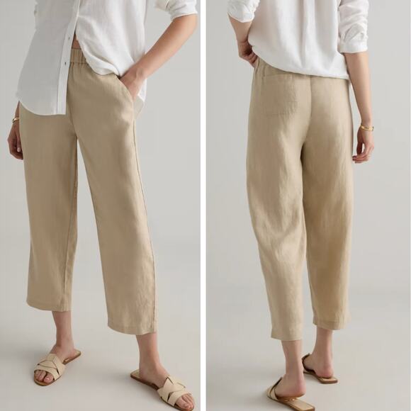 QUINCE NWT 100% European Linen Pants in Driftwood Tan Size Small - Picture 1 of 7